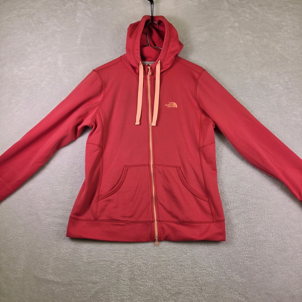 The North Face Womens Red Full Zip Fleece Hoodie Sweatshirt Size M